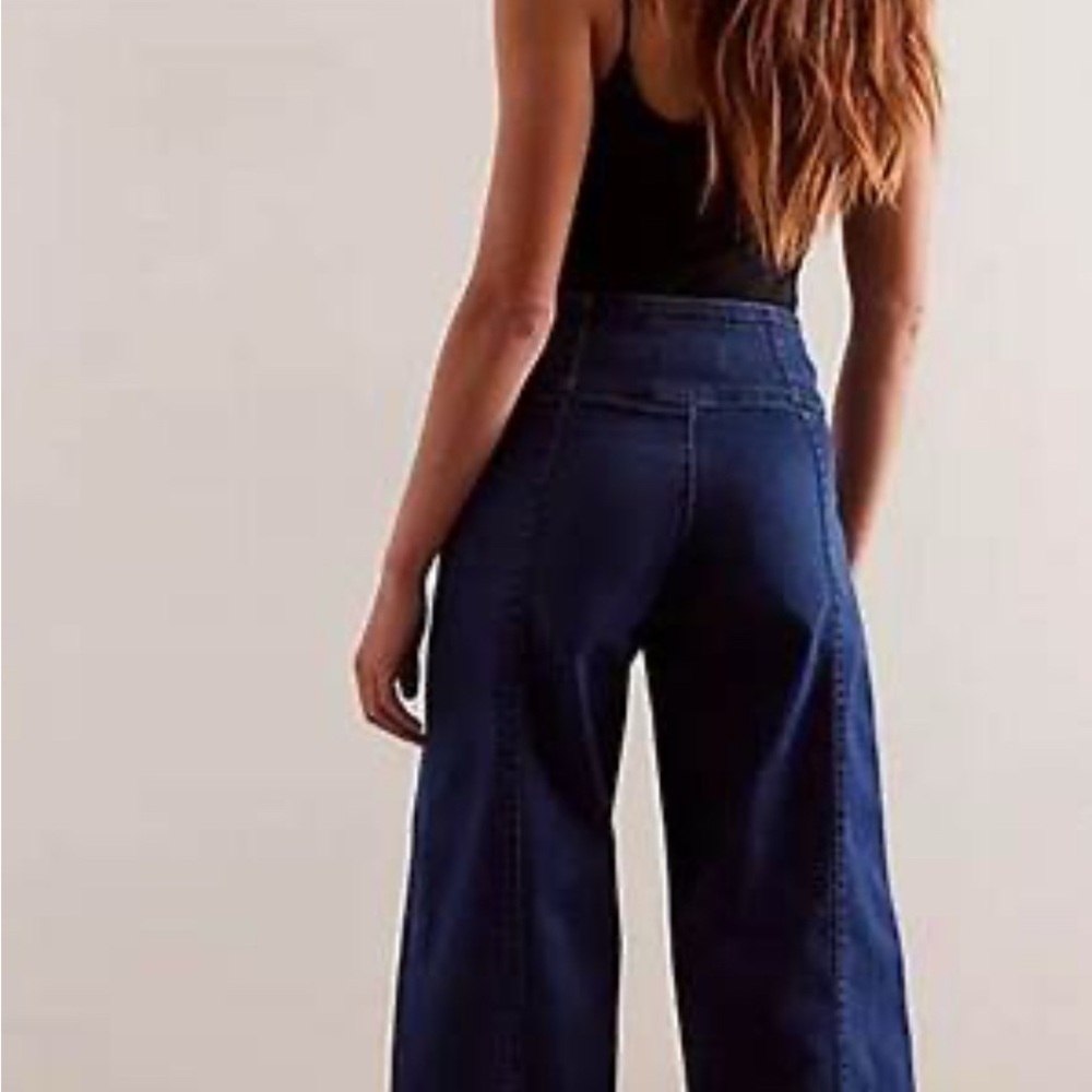 Free People Dark Blue Flare Jeans - Picture 2 of 6